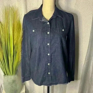 Seven 7 For All Mankind Women’s Small Top Long Sleeve Denim Button Up Shirt